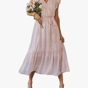 Elegant Pink Floral Women's Dress